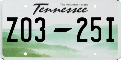 TN license plate Z0325I