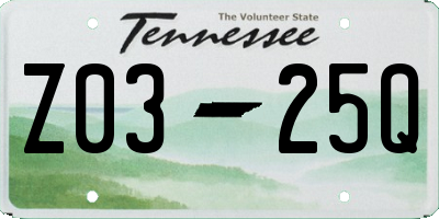 TN license plate Z0325Q