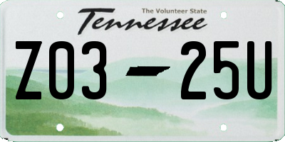 TN license plate Z0325U