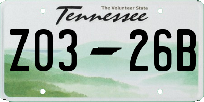TN license plate Z0326B