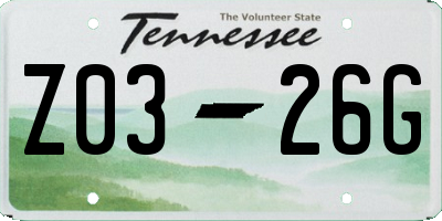 TN license plate Z0326G