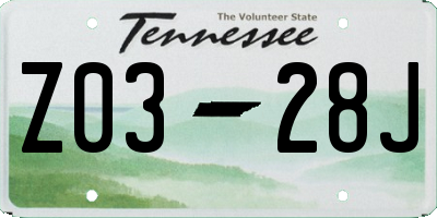 TN license plate Z0328J