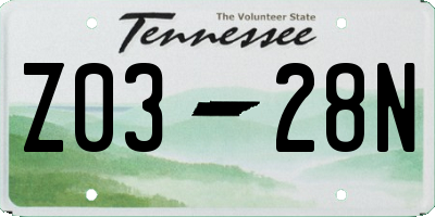TN license plate Z0328N