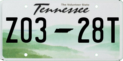 TN license plate Z0328T