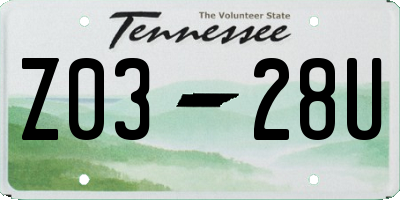 TN license plate Z0328U