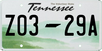 TN license plate Z0329A