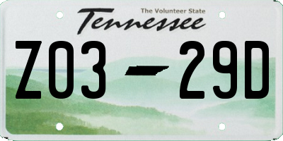 TN license plate Z0329D