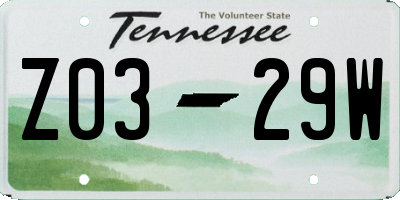 TN license plate Z0329W