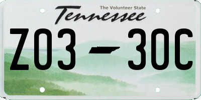 TN license plate Z0330C