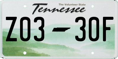 TN license plate Z0330F