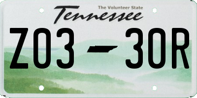 TN license plate Z0330R