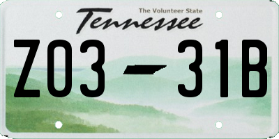 TN license plate Z0331B