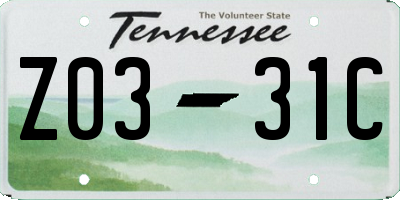TN license plate Z0331C
