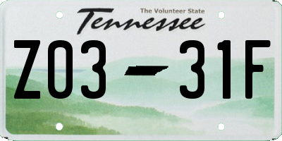 TN license plate Z0331F