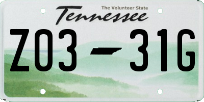 TN license plate Z0331G