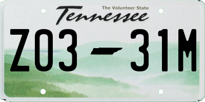 TN license plate Z0331M