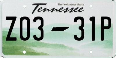 TN license plate Z0331P