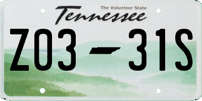 TN license plate Z0331S