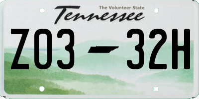 TN license plate Z0332H