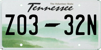 TN license plate Z0332N