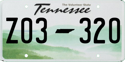 TN license plate Z0332O