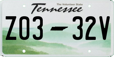 TN license plate Z0332V