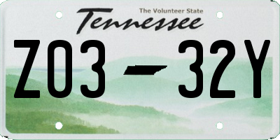 TN license plate Z0332Y