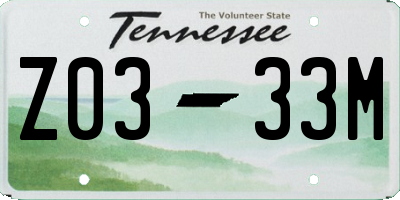 TN license plate Z0333M