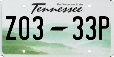 TN license plate Z0333P