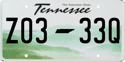 TN license plate Z0333Q