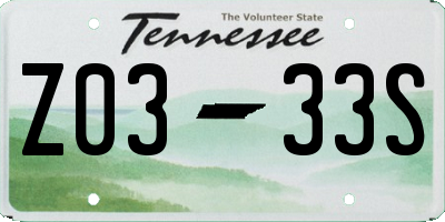 TN license plate Z0333S