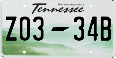 TN license plate Z0334B