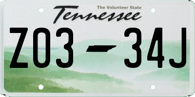 TN license plate Z0334J