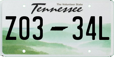 TN license plate Z0334L