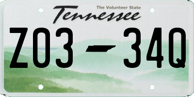 TN license plate Z0334Q