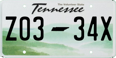 TN license plate Z0334X