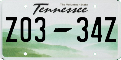 TN license plate Z0334Z