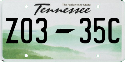 TN license plate Z0335C