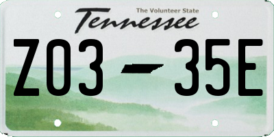 TN license plate Z0335E