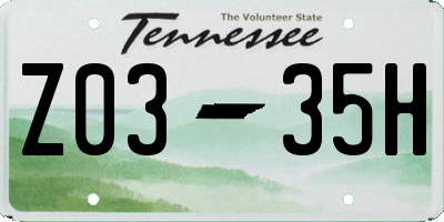 TN license plate Z0335H