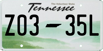 TN license plate Z0335L