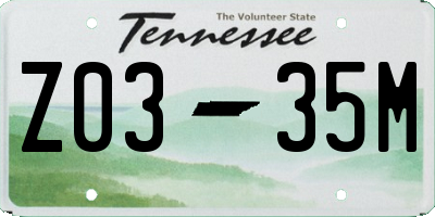 TN license plate Z0335M