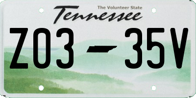 TN license plate Z0335V