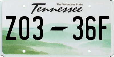 TN license plate Z0336F