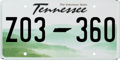 TN license plate Z0336O