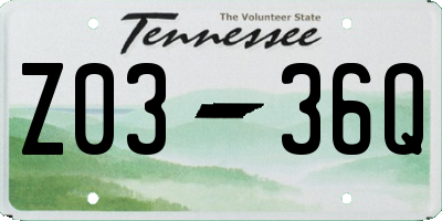 TN license plate Z0336Q