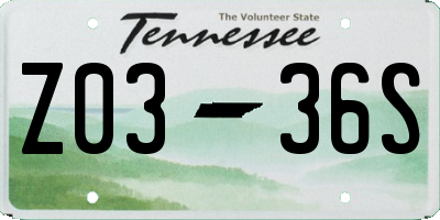 TN license plate Z0336S