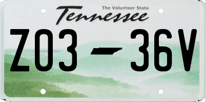TN license plate Z0336V