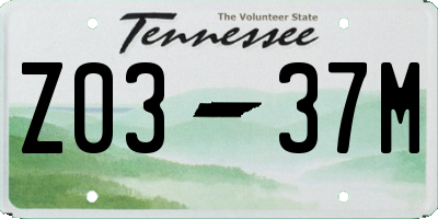 TN license plate Z0337M