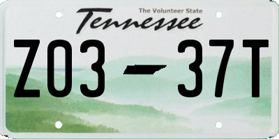 TN license plate Z0337T